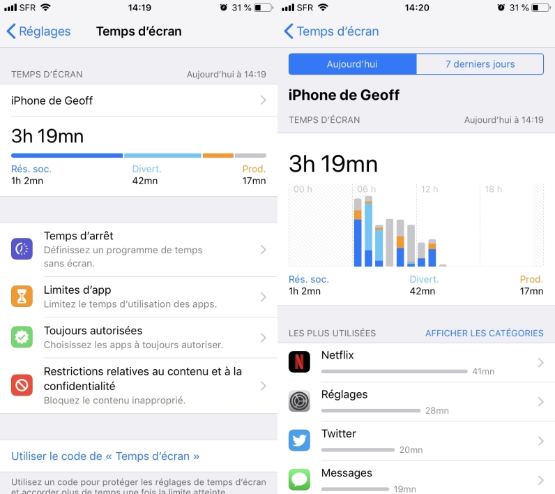 Application temps passe sur iphone