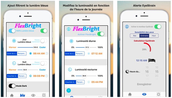 Application filtre lumière bleue iphone