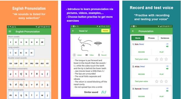 Application iphone prononciation anglais