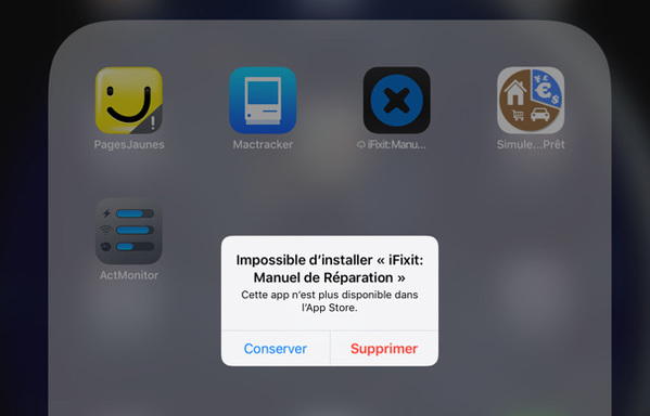 Impossible de desinstaller une application iphone