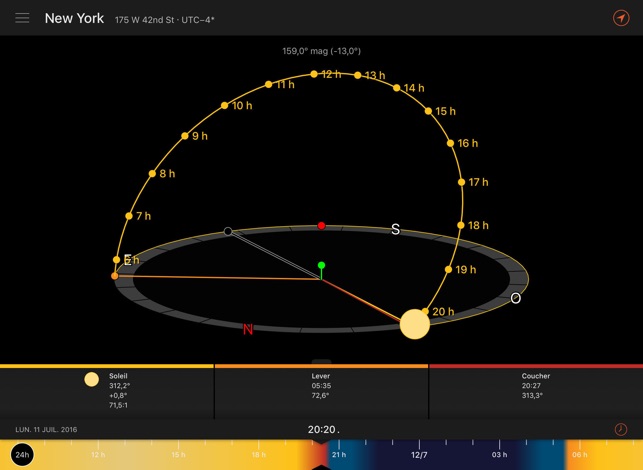 Application iphone trajectoire du soleil
