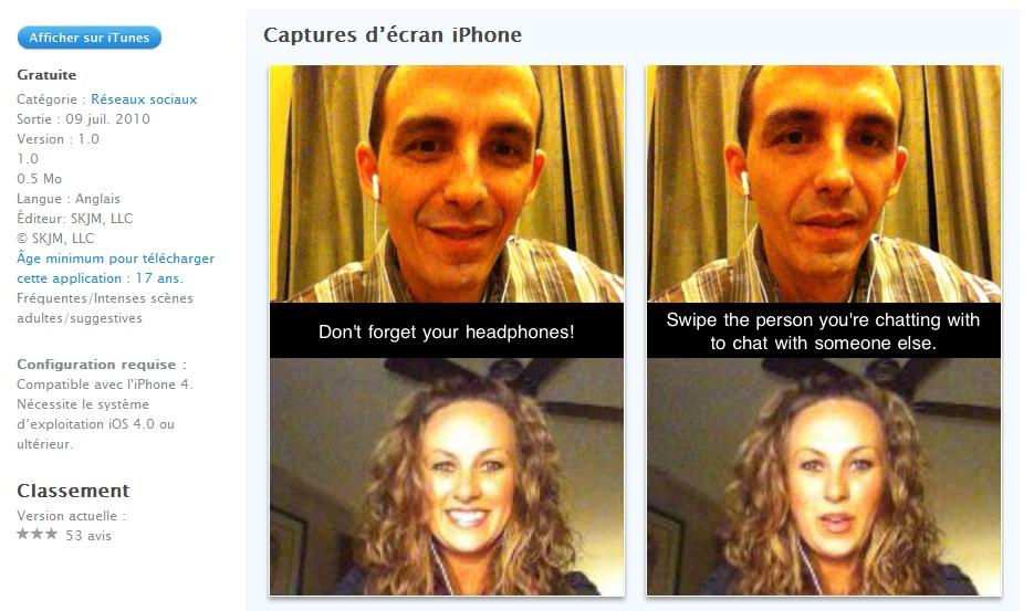Application chatroulette iphone