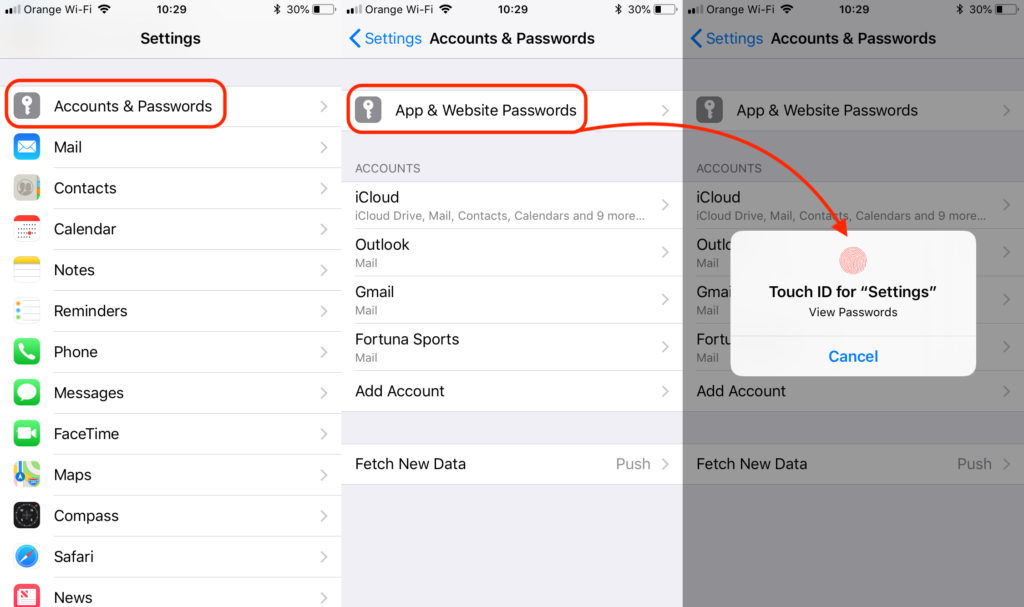 Application mots de passe iphone