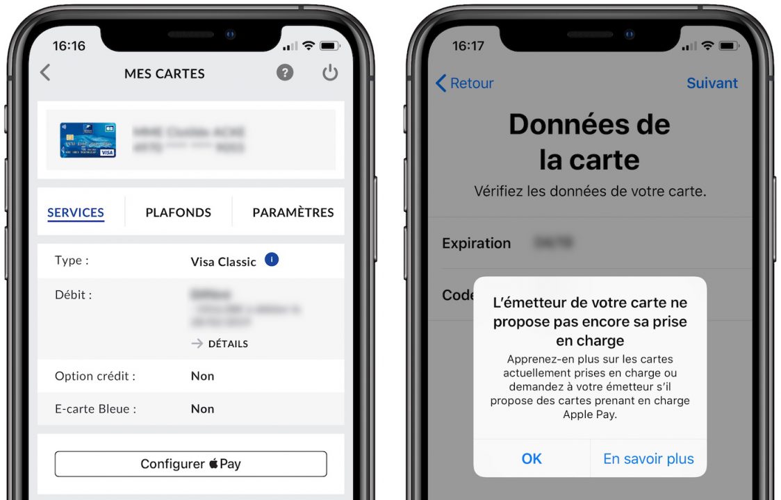 Application iphone carte bancaire