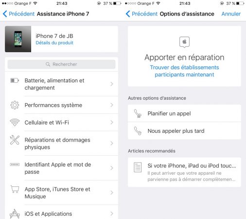 Application pour reparer iphone
