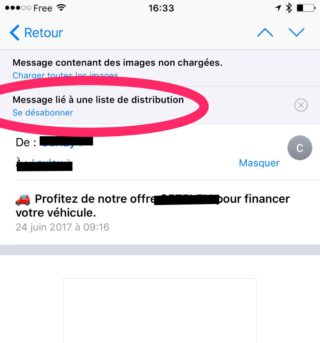 Application mail iphone bloquée