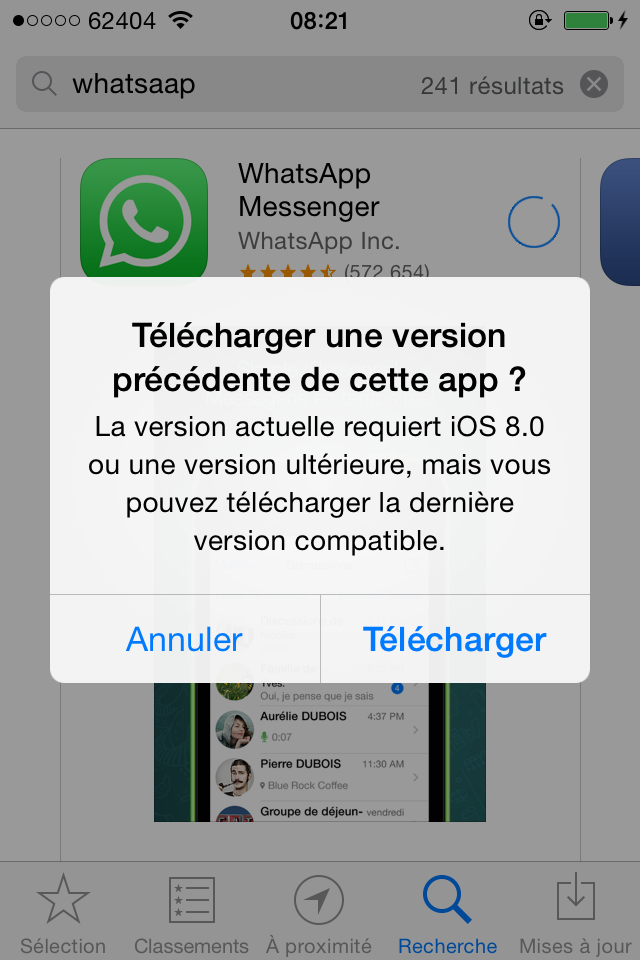 Iphone 4 impossible de telecharger application