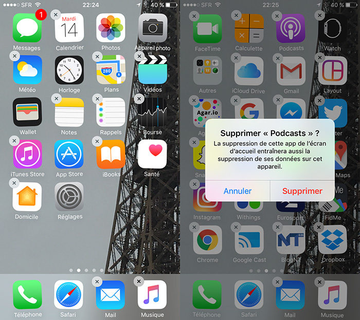 Supprimer application préinstallée iphone