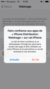 Approuver application iphone