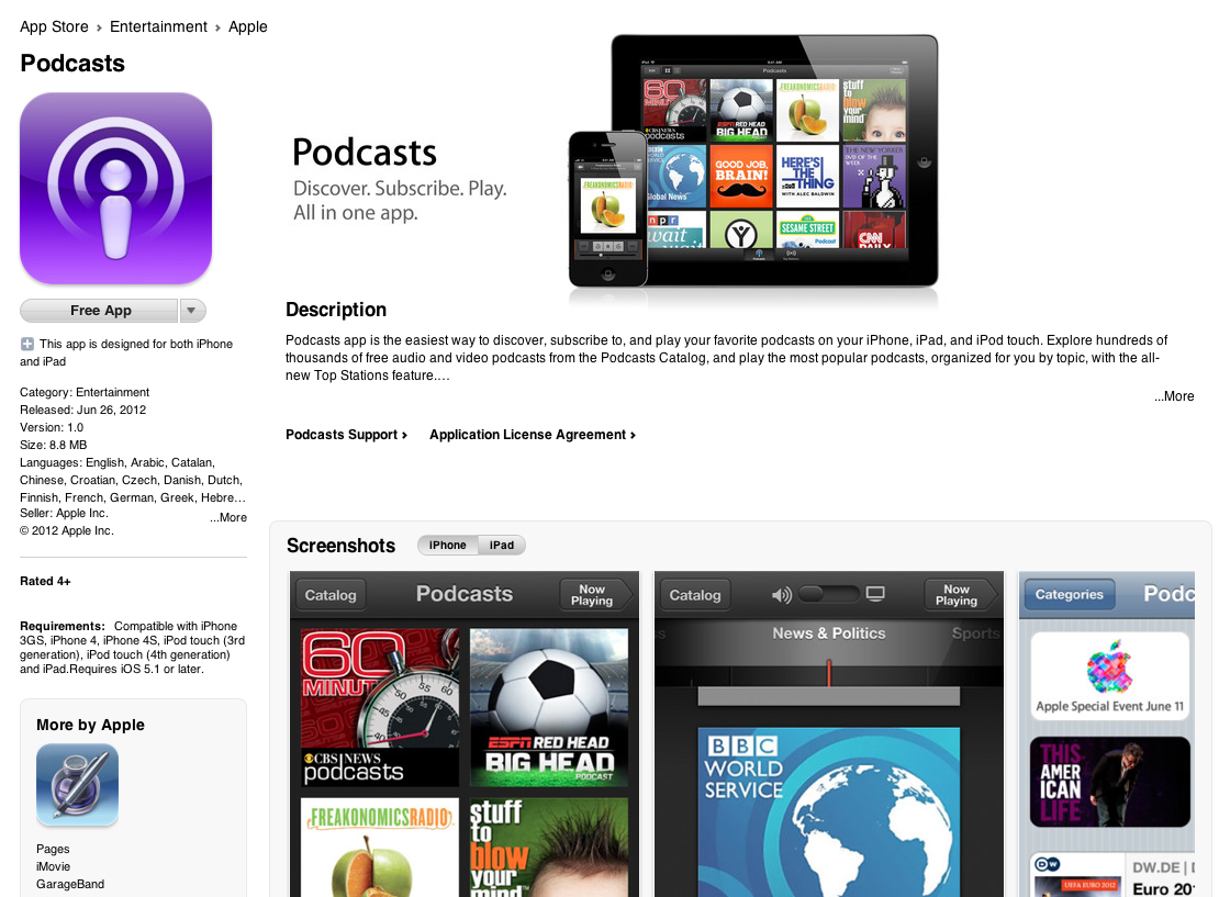 Application podcast iphone