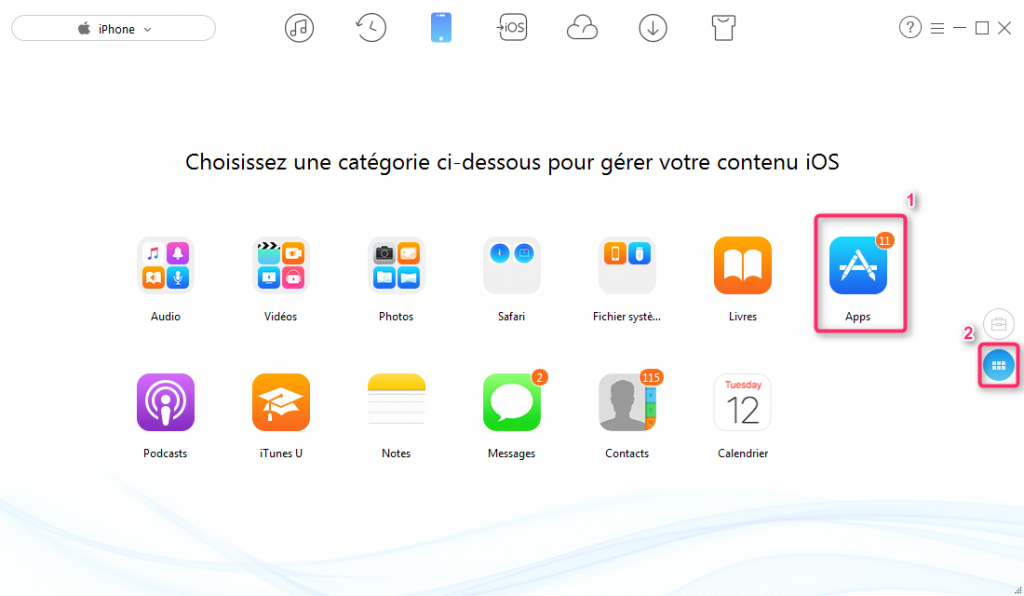 Gerer application iphone itunes