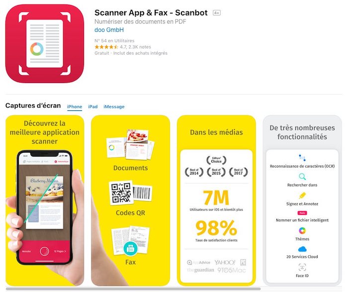 Meilleur application scanner pour iphone