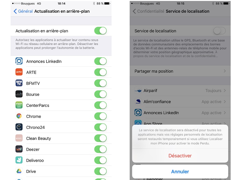 Application batterie iphone