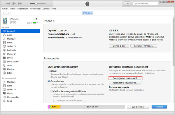 Application sauvegarde iphone