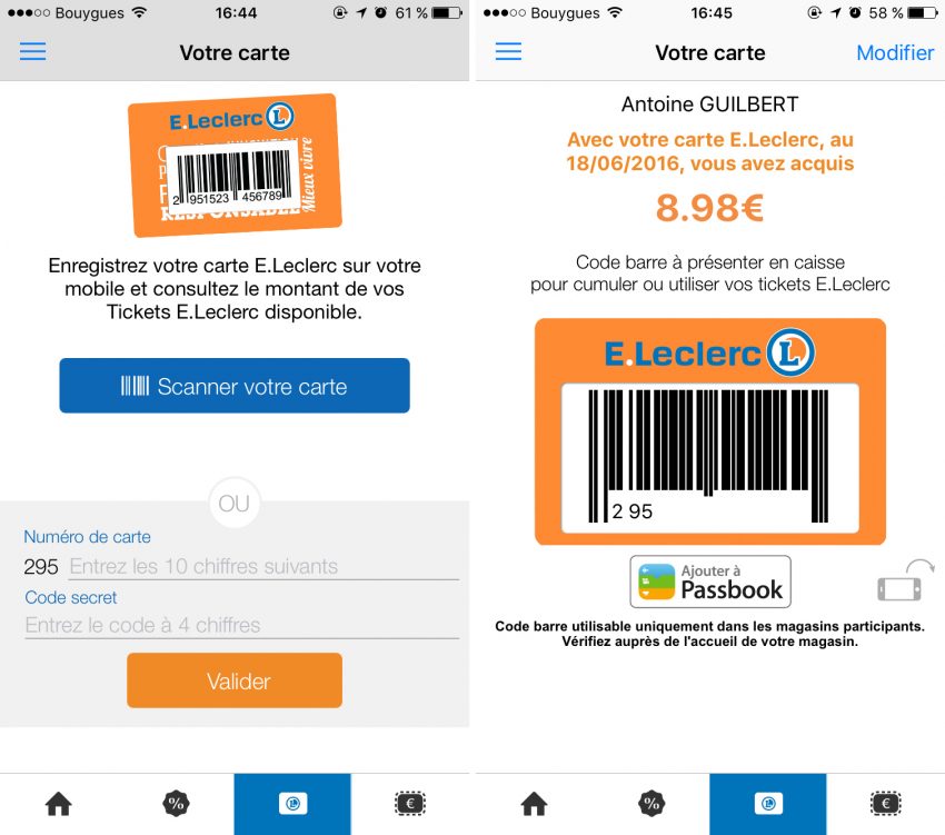 Application carte fidelite iphone