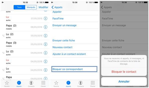 Numéro masqué iphone application