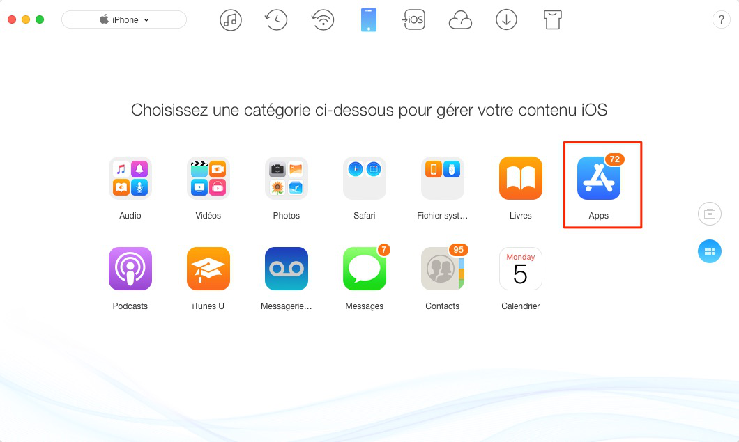 Transferer application iphone vers itunes