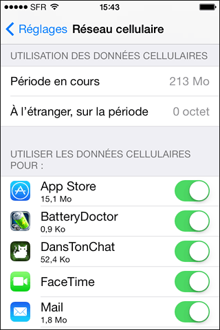 Application consommation data iphone