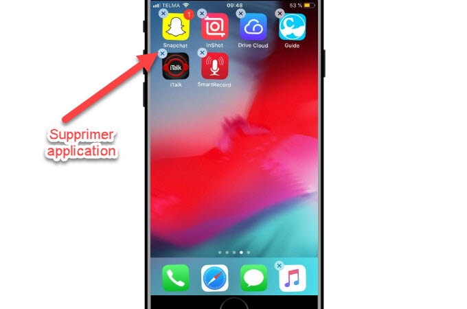 Supprimer application iphone pas de croix
