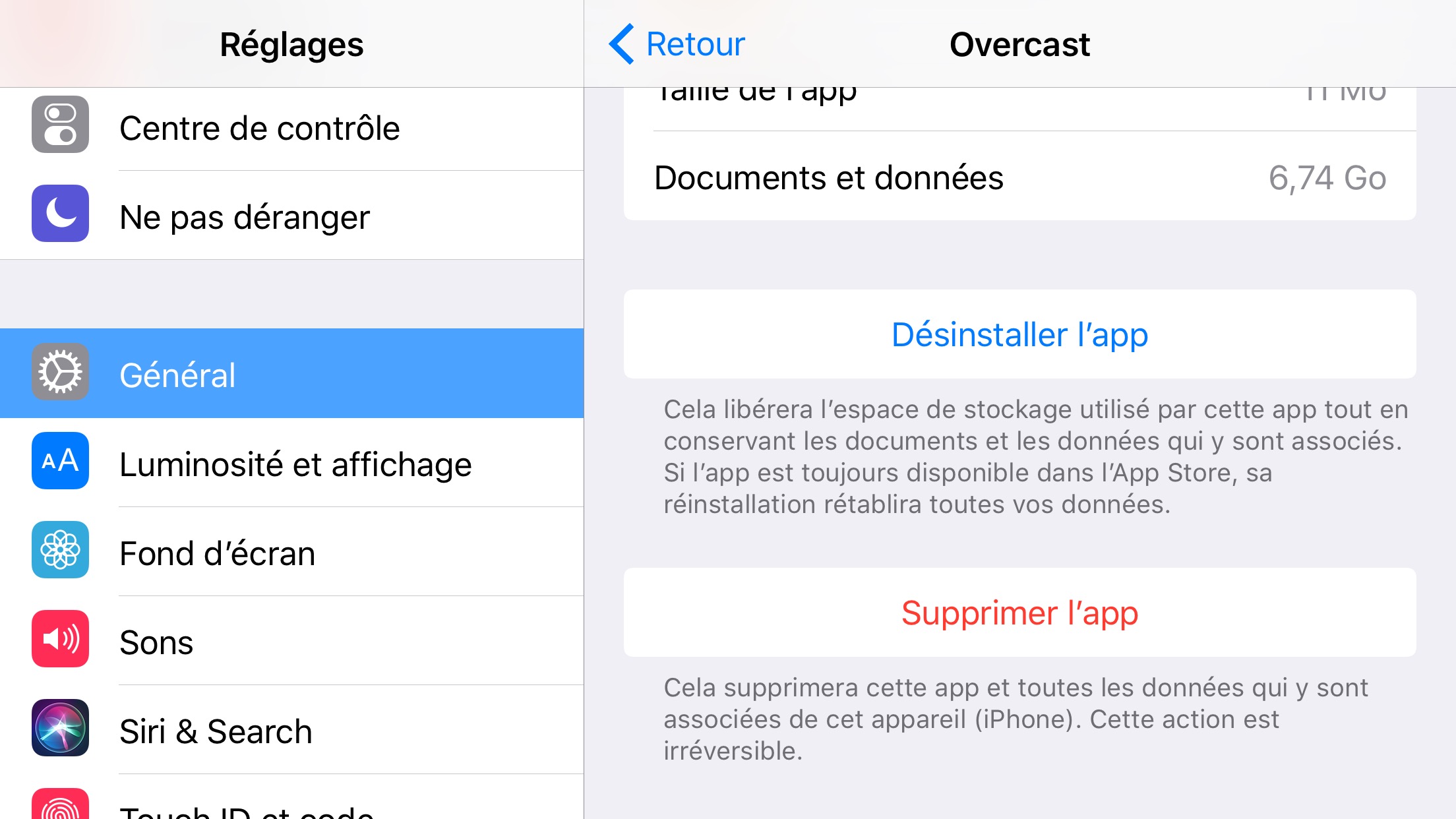 Enlever une application sur iphone