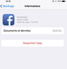 Application iphone vider le cache