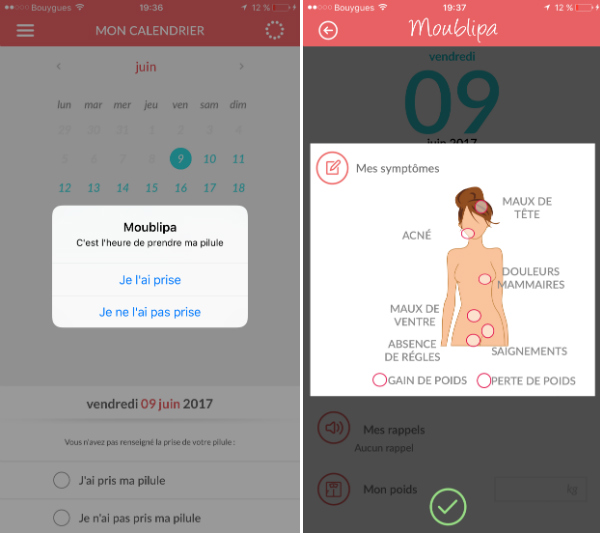 Application pilule iphone