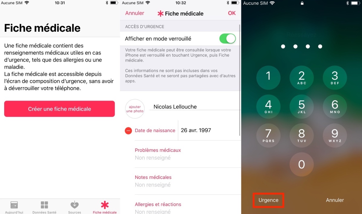 Probleme application santé iphone