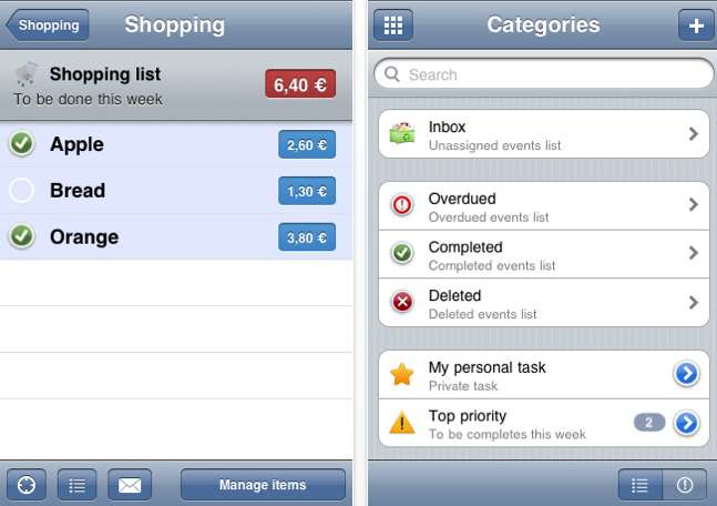 Application gestion de taches iphone