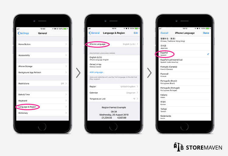 Selection application iphone