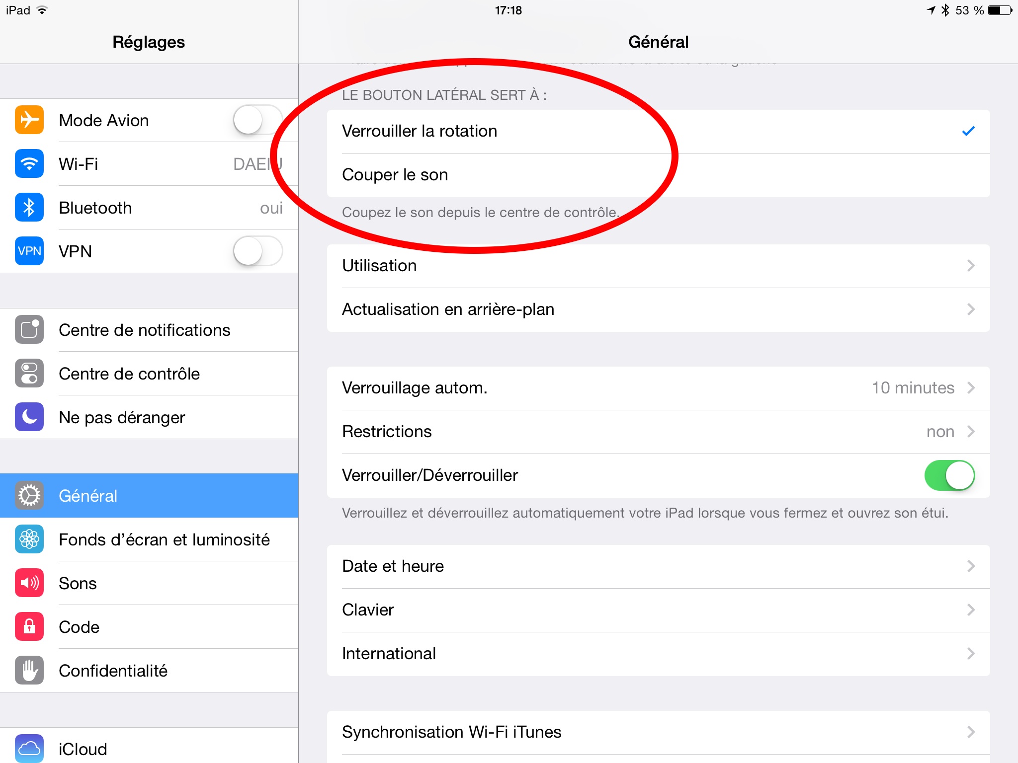 Application rotation ecran iphone