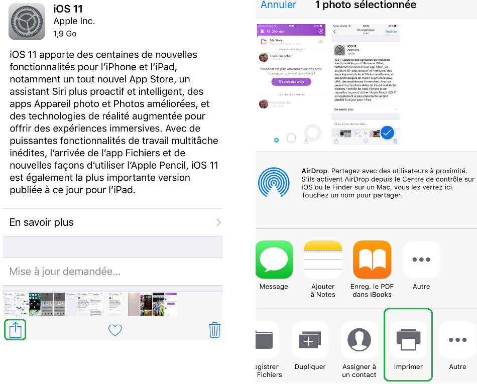 Application imprimante iphone