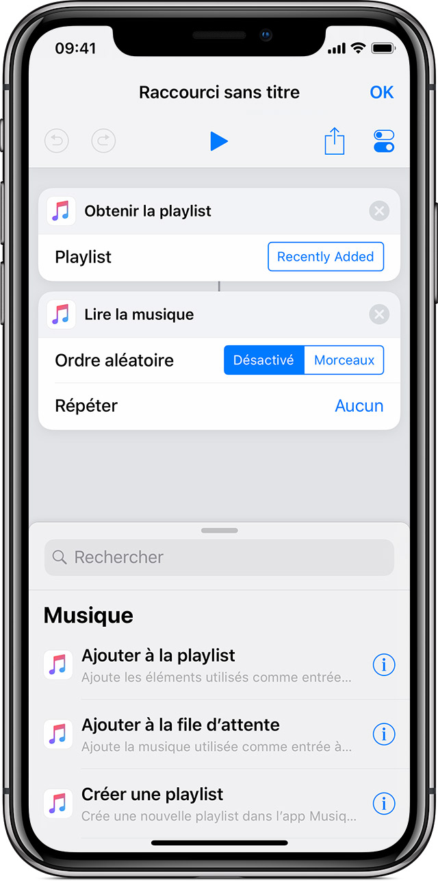 Application raccourci iphone