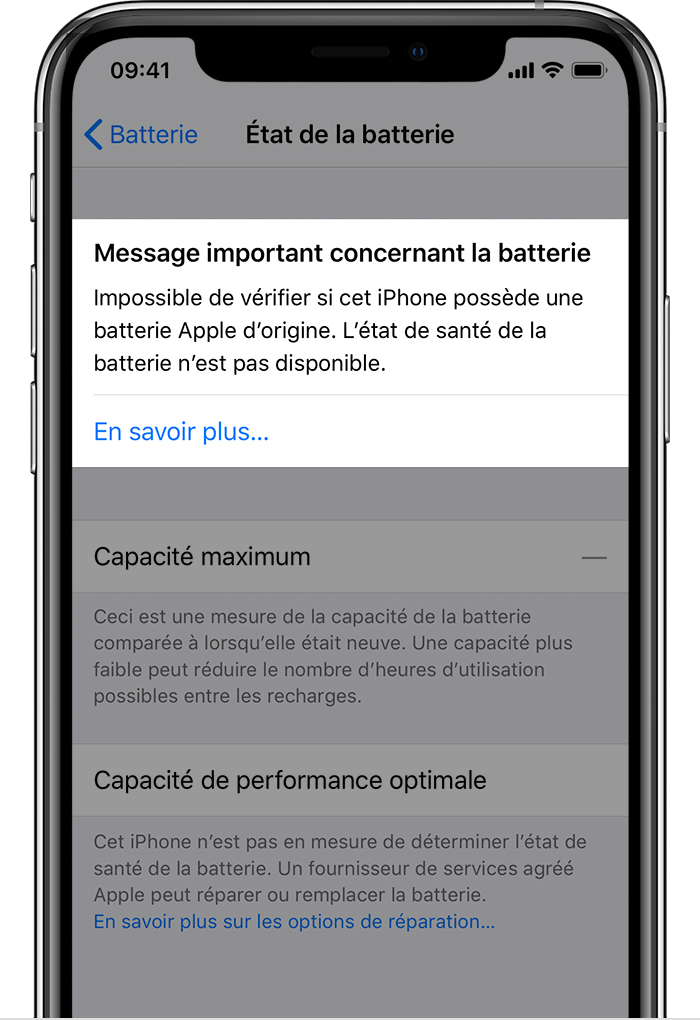 Application capacité batterie iphone