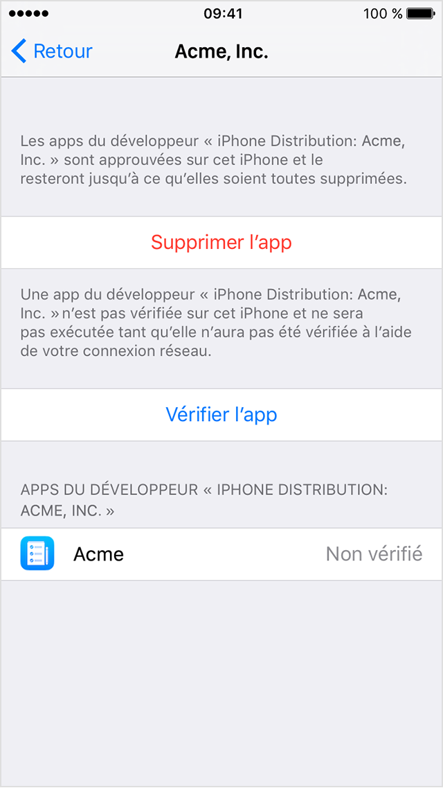 Application reglage iphone