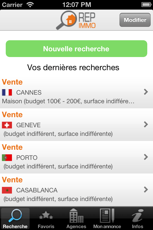 Recherche application iphone