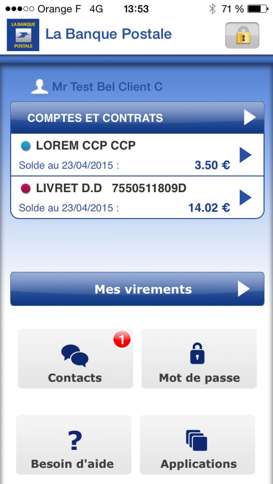 Application iphone la banque postale