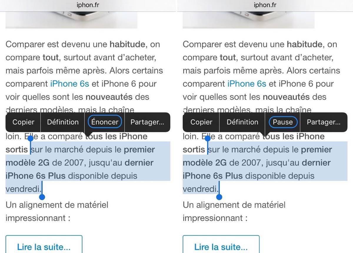 Application iphone lecture texte