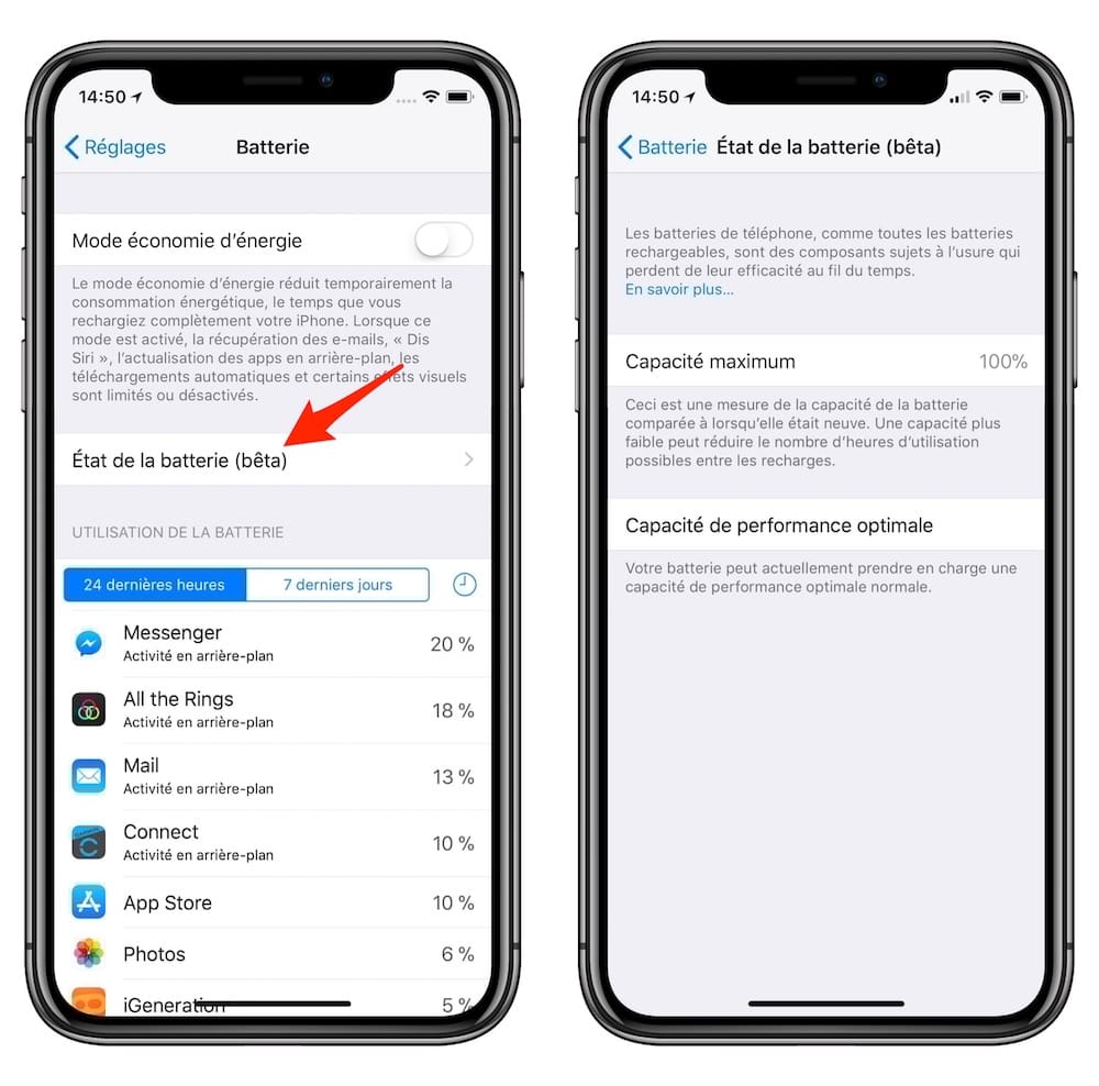 Application calibrage batterie iphone