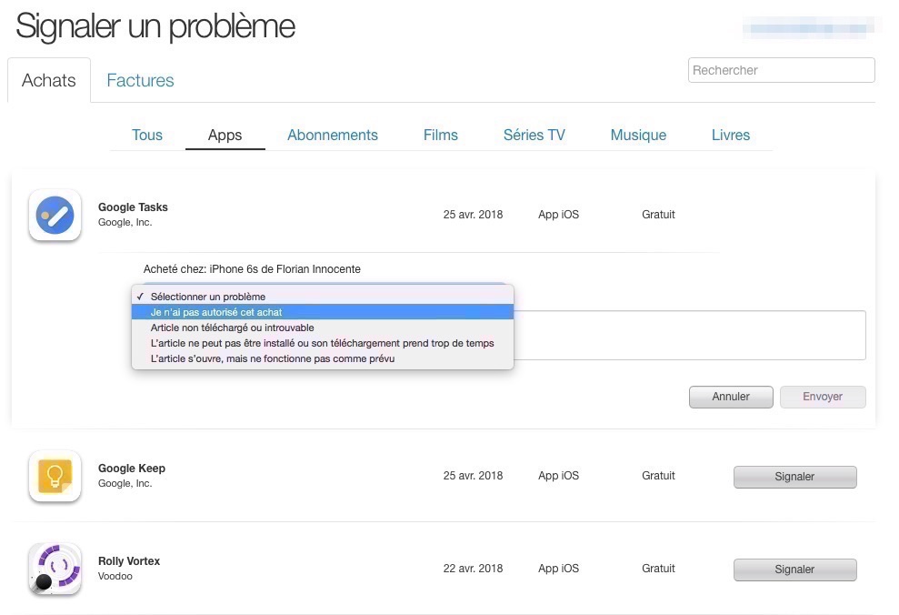 Desabonner application iphone