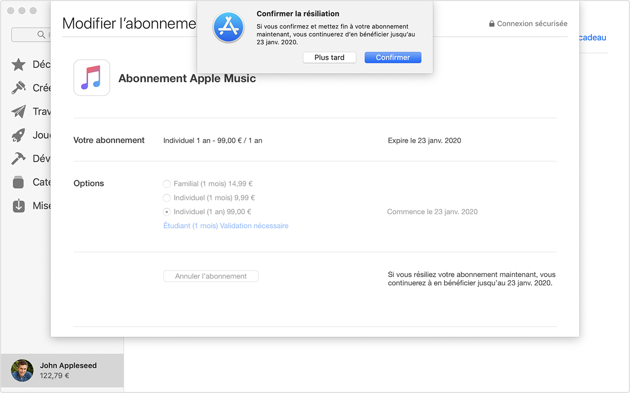 Resilier abonnement application iphone