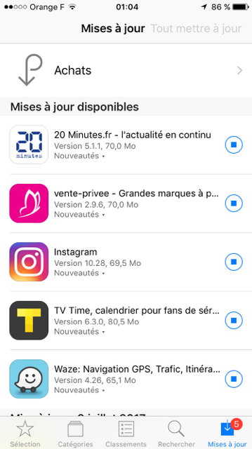 Impossible telecharger application iphone