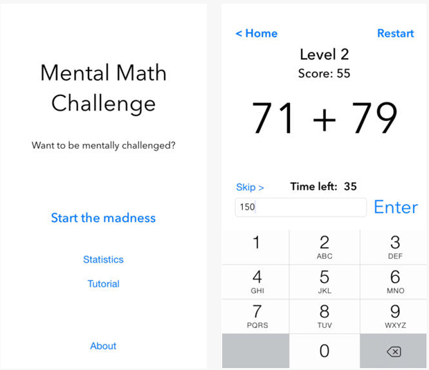Application calcul mental iphone