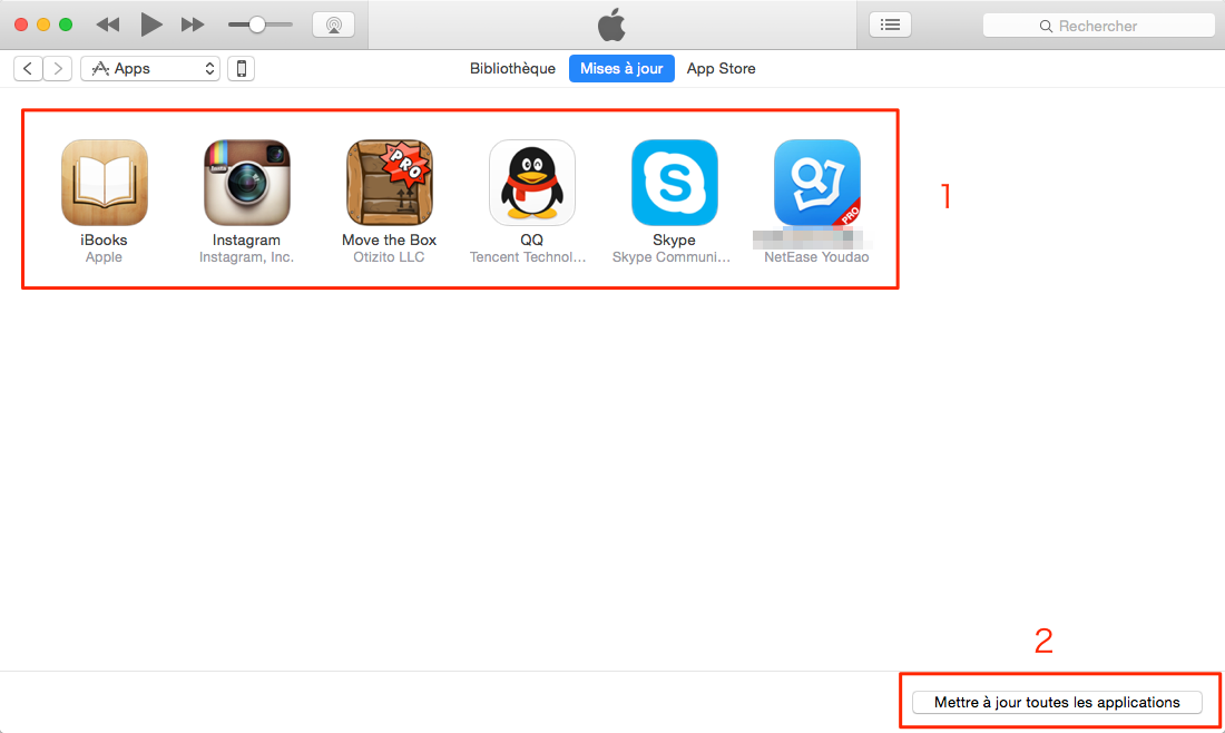 Mise a jour application sur iphone