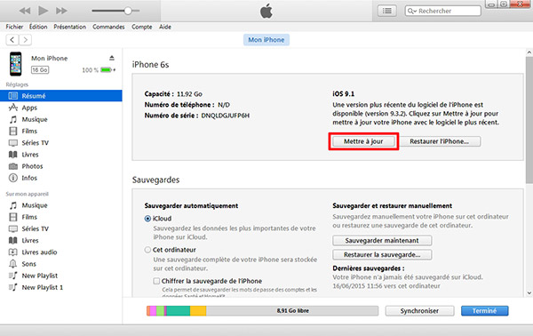 Mettre a jour application iphone sur itunes