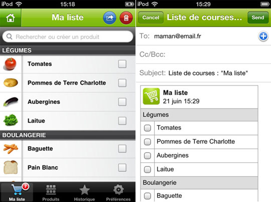 Application liste de courses iphone