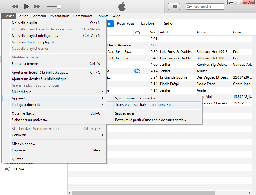 Application transfert musique iphone vers pc