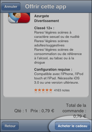 Offrir une application iphone