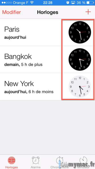 Application horloge iphone