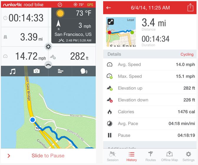 Application iphone distance parcourue velo