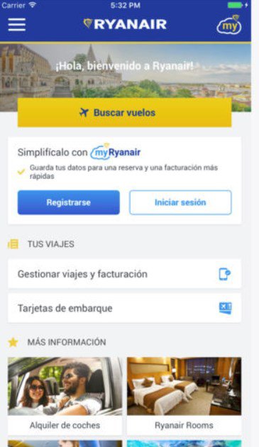 Application ryanair pour iphone